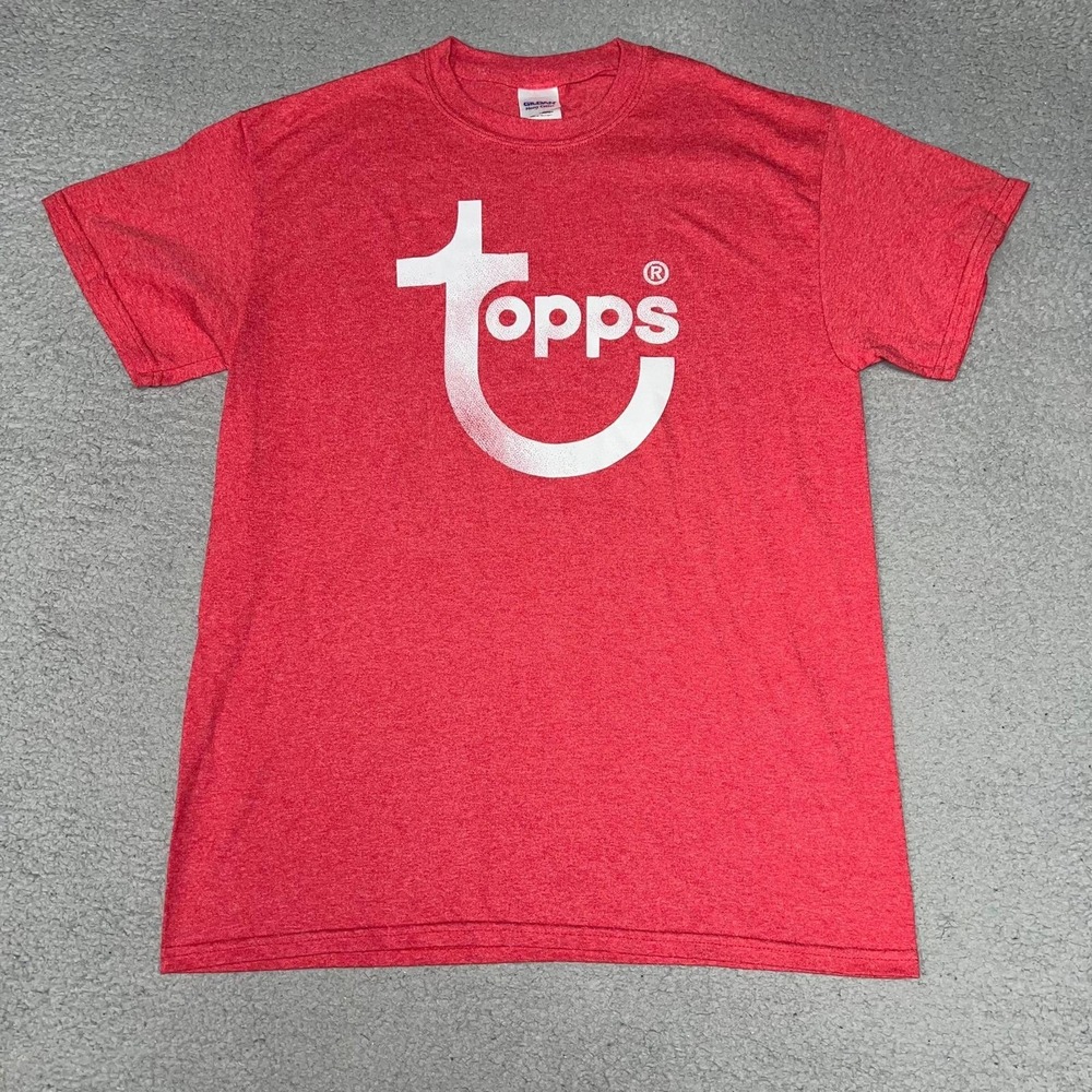 VTG Topps T Shirt‎ Men's Size M Heather Red Retro Sports Trading Card Tee
